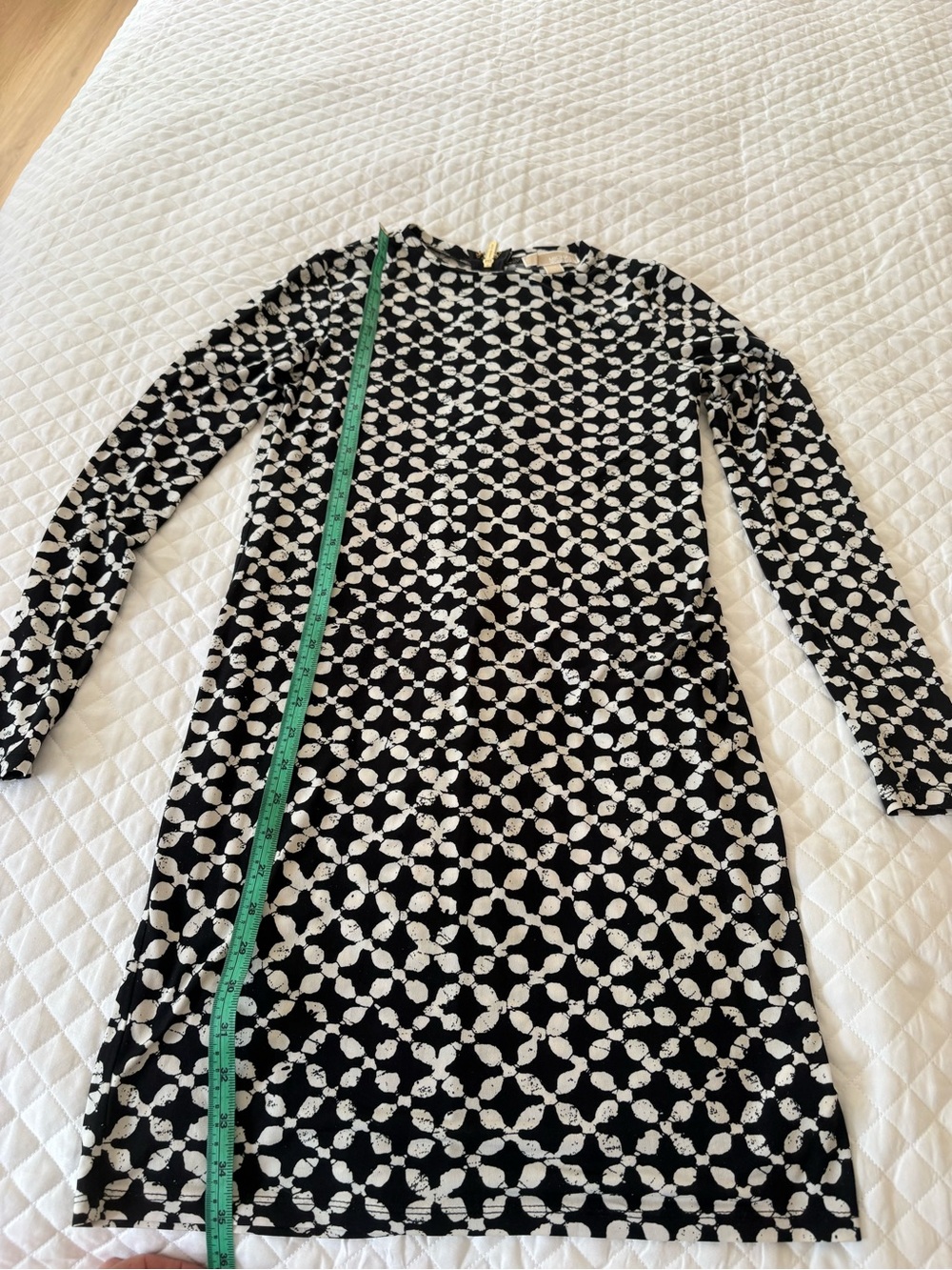 Michael Kors Black and White Asymmetrical Patterned Dress